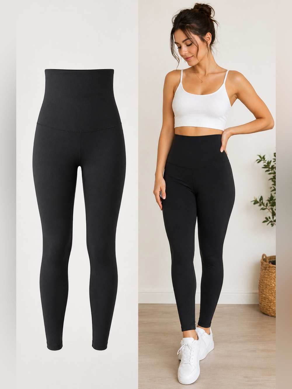 Mother Tucker | Black High Waisted Shapewear Leggings | Nylon Spandex | Size M